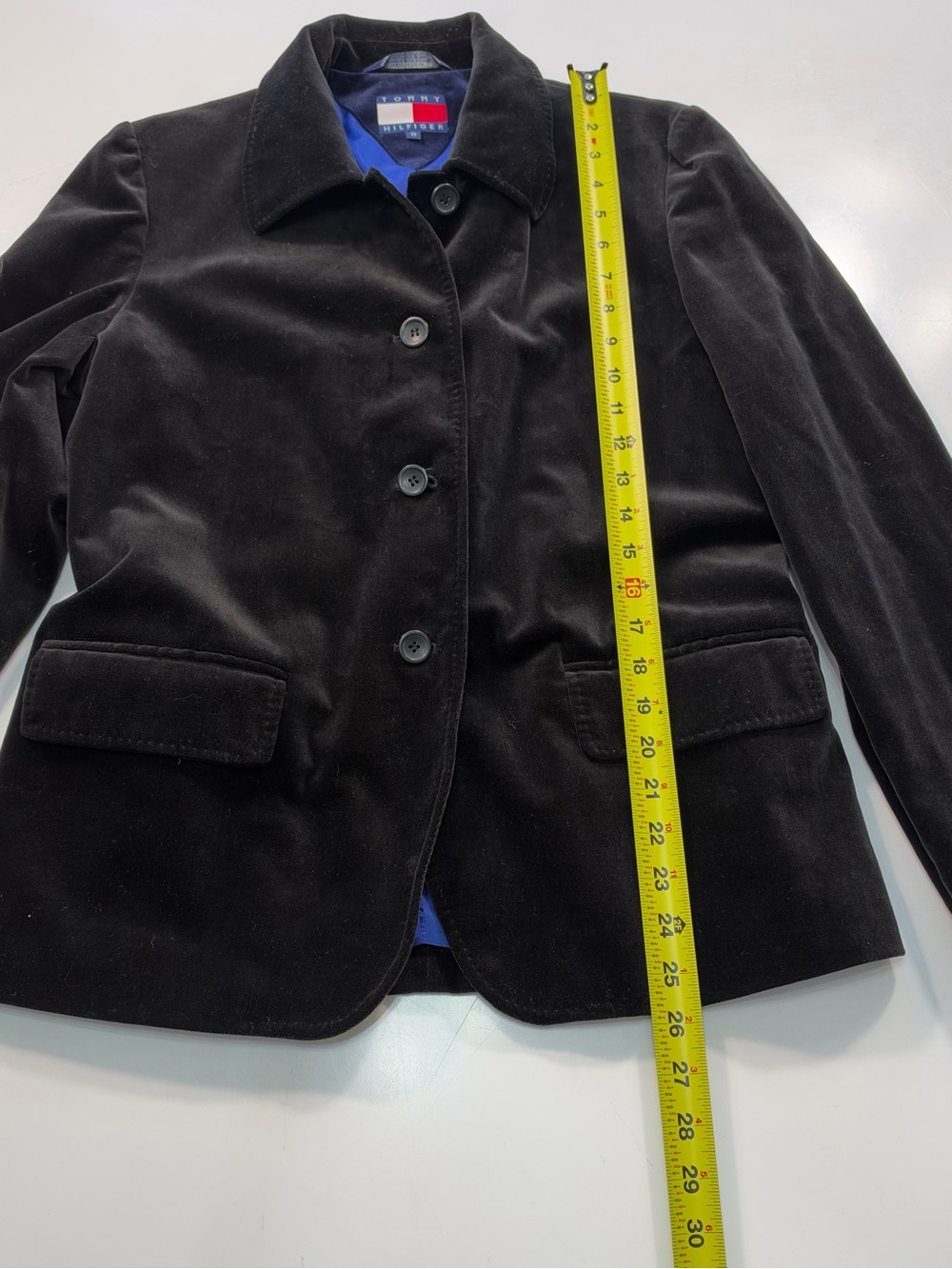 Tommy Hilfiger Black Velvet Single-Breasted Blazer Size 8 - Picture 3 of 11